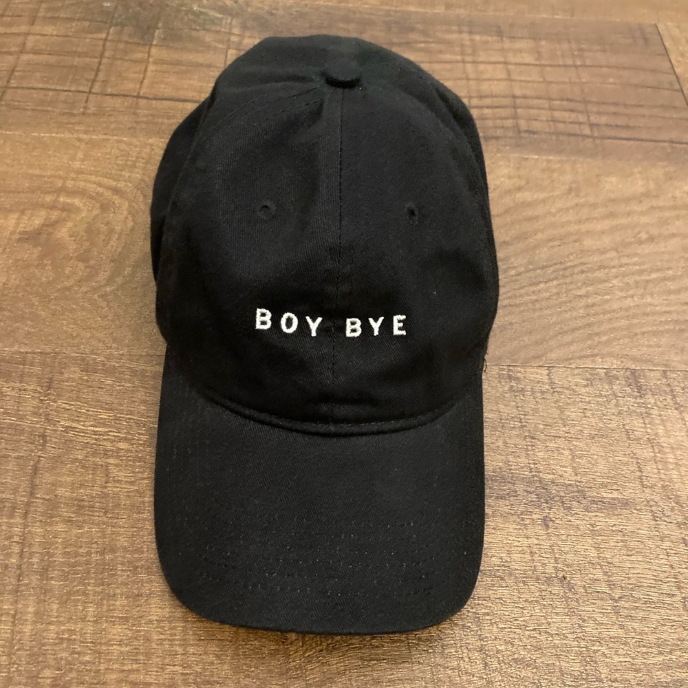 BOY BYE Black Embroidered Baseball Cap Adjustable StrapBack